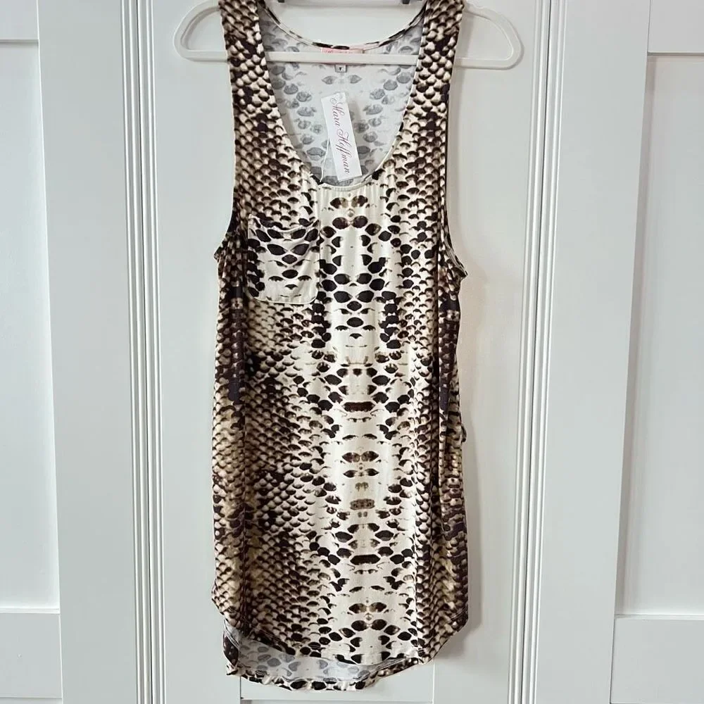 Mara Hoffman Gabriela Sand Multi One Piece Swimsuit Snake Print Sz M SPF 50 NWT